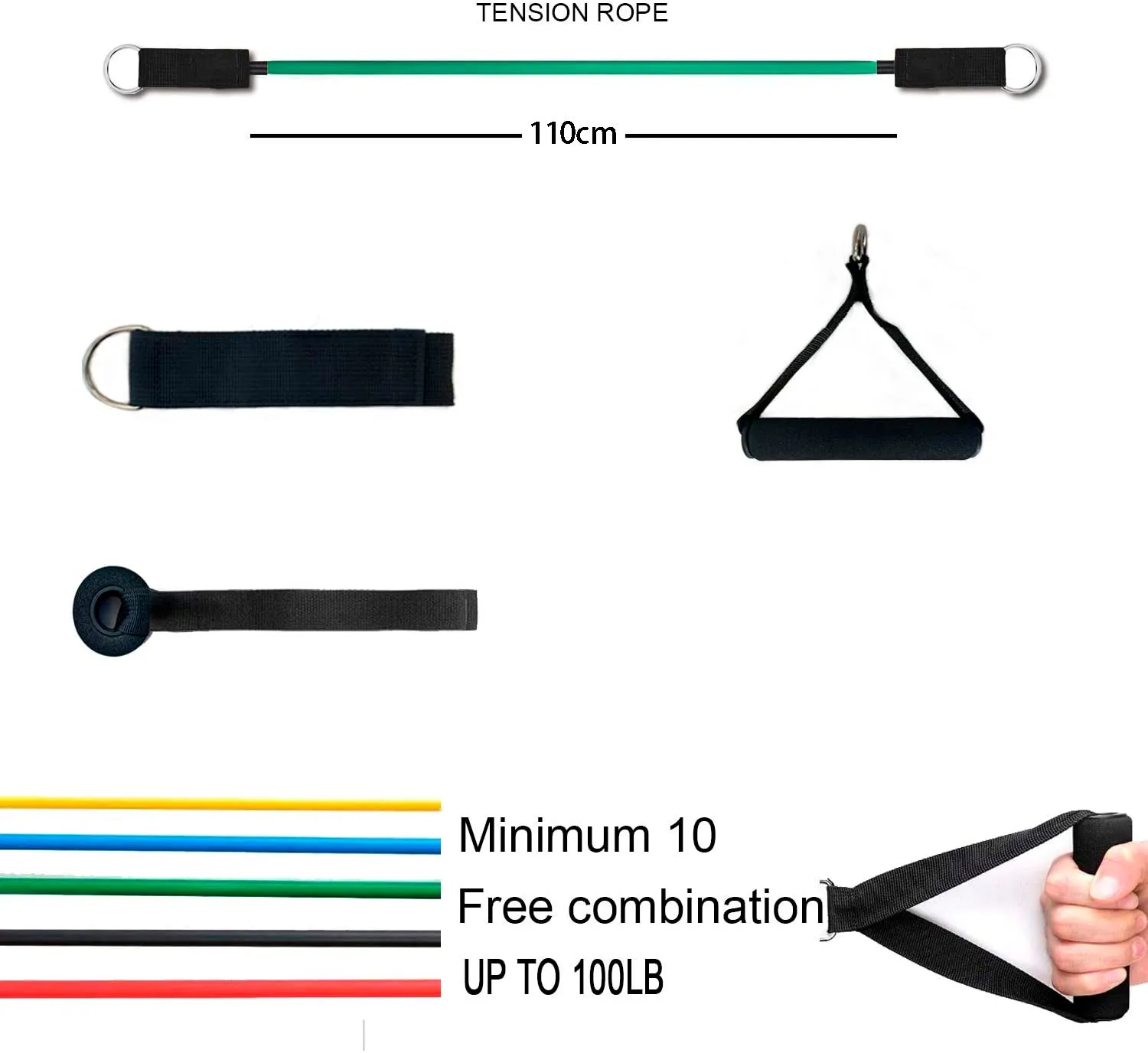 100lbs Exercise Training Resistance Bands Set