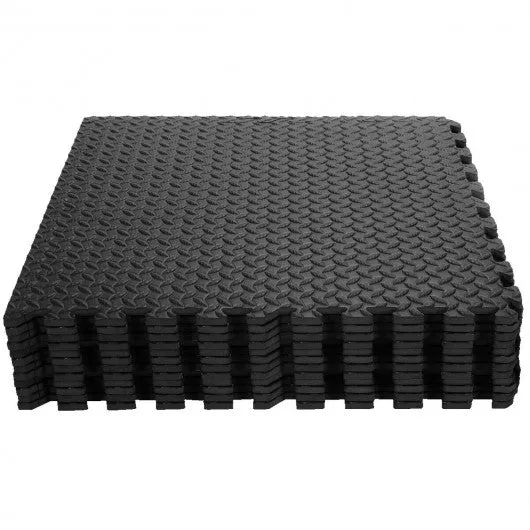 12Tiles 1/2" Puzzle Exercise Floor Mats-Black