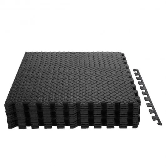 12Tiles 1/2" Puzzle Exercise Floor Mats-Black