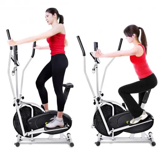 2-in-1 Elliptical Dual Cross Trainer Machine Fan Bike