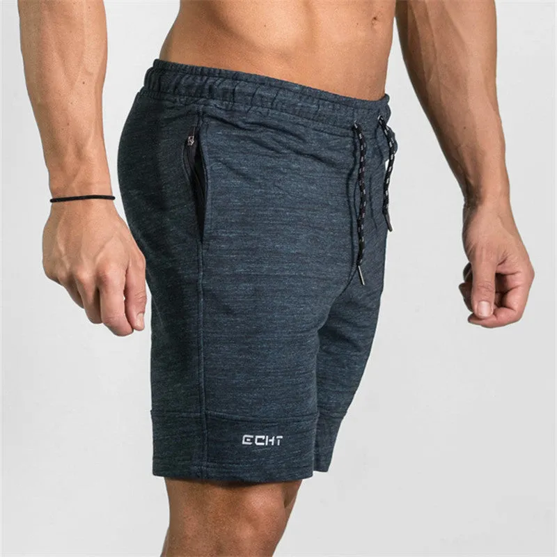 2021 Summer Men's Gyms Shorts Bodybuilding Clothing Men Fitness Zipper Pathwork Workout Cotton Shorts