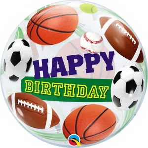 22" Happy Birthday Sports Ball Single Bubble Balloons