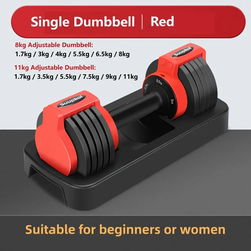 3-in-1 Adjustable Dumbbell Set (7.4 - 48 Lbs) - Space-Saving Home Gym Equipment for Dumbbells, Barbell, Kettlebells & Push-Up Training