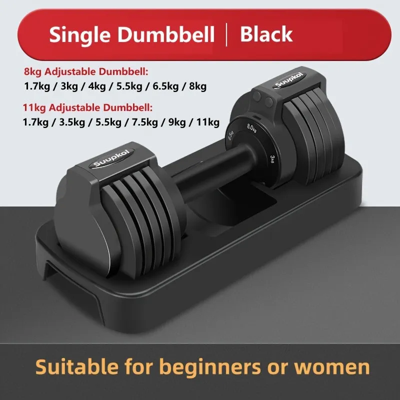 3-in-1 Adjustable Dumbbell Set (7.4 - 48 Lbs) - Space-Saving Home Gym Equipment for Dumbbells, Barbell, Kettlebells & Push-Up Training