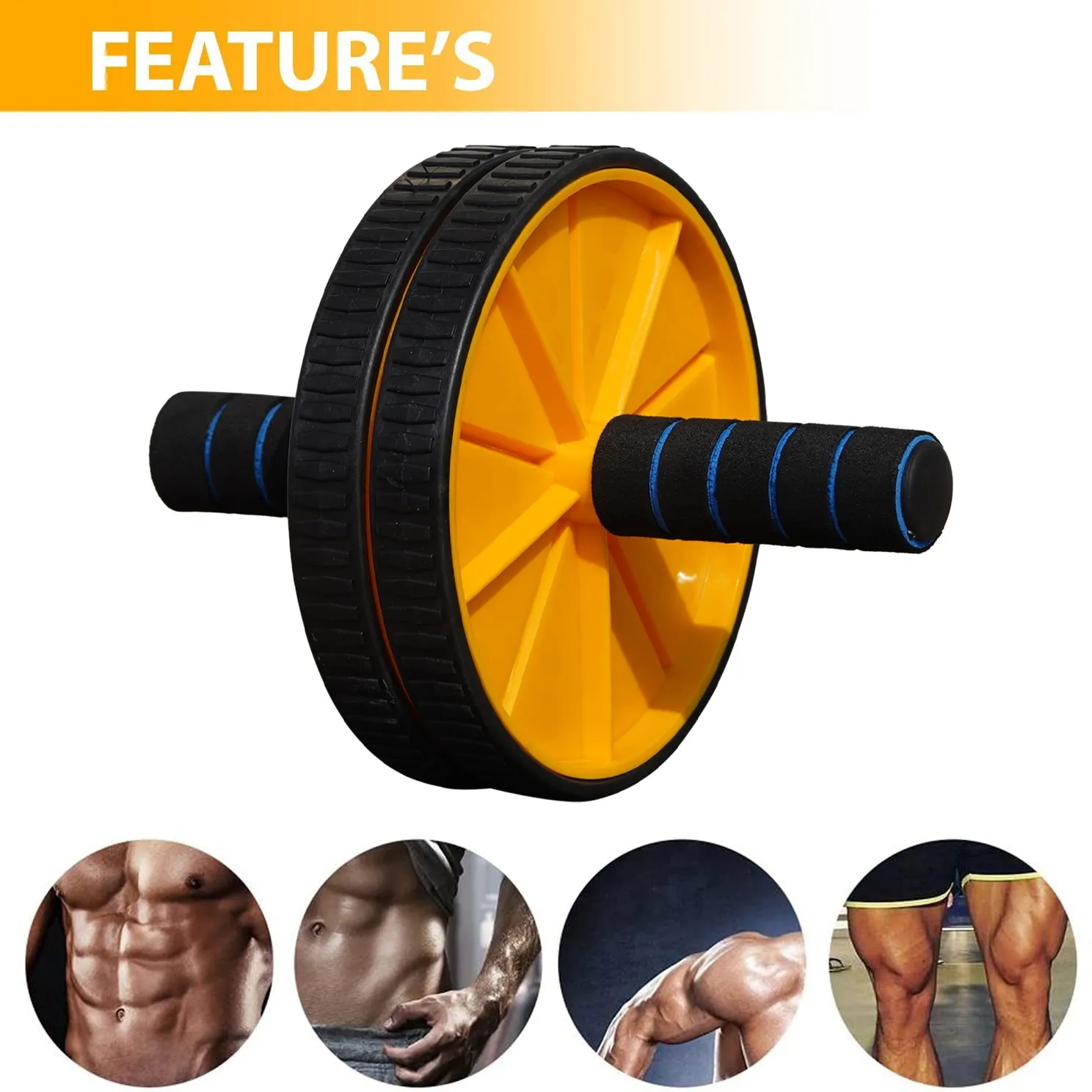 Abdominal Double Wheel Ab Roller Gym For Exercise Fitness Equipment Workout