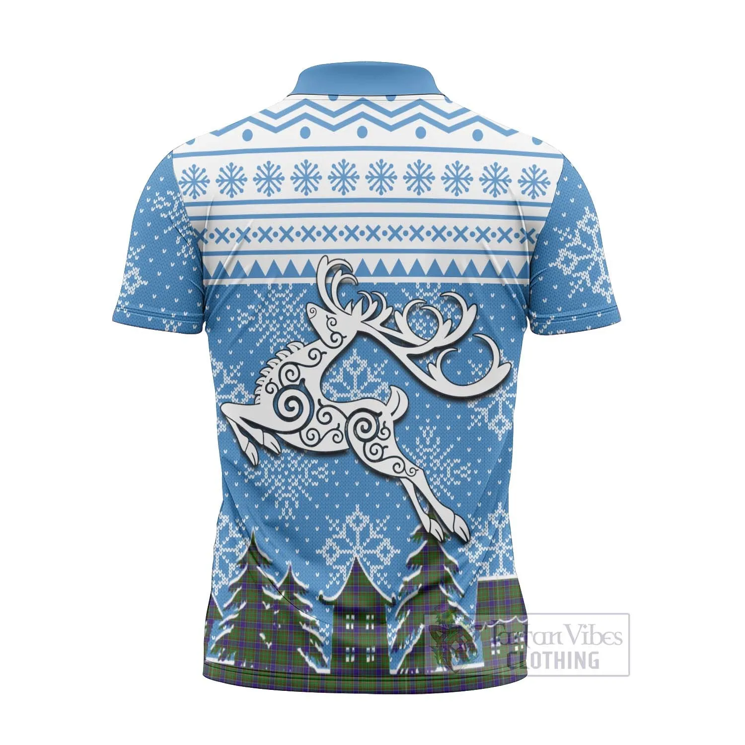 Adam Clan Christmas Zipper Polo Shirt Celtic Reindeer Style