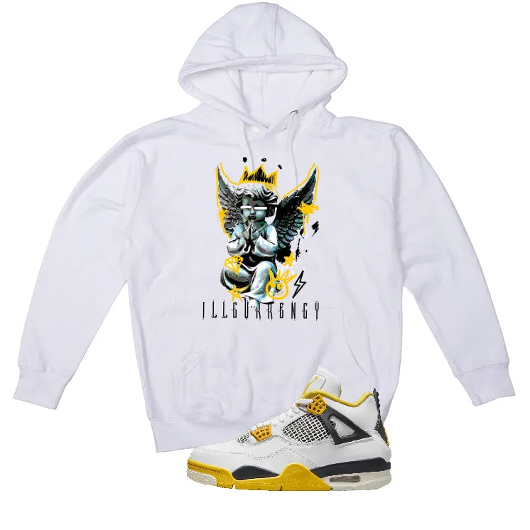 Air Jordan 4 WNNS “Vivid Sulfur” | illcurrency White T-Shirt (Graffiti Angel)