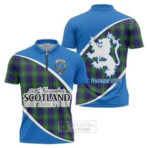 Alexander Family Crest Tartan Zipper Polo Shirt Celebrate Saint Andrew's Day in Style