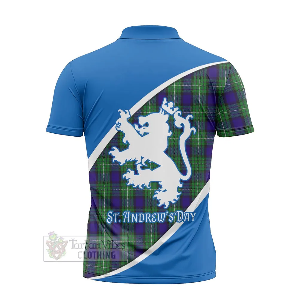 Alexander Family Crest Tartan Zipper Polo Shirt Celebrate Saint Andrew's Day in Style