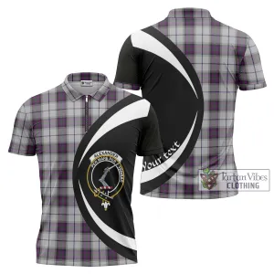 Alexander of Menstry Dress Tartan Zipper Polo Shirt with Family Crest Circle Style