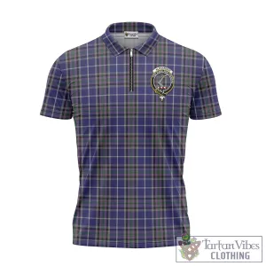 Alexander of Menstry Tartan Zipper Polo Shirt with Family Crest