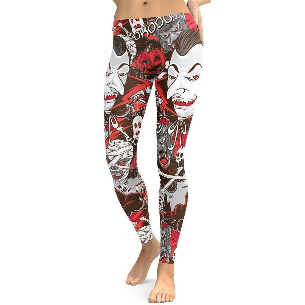 All the Horrors of Halloween Leggings