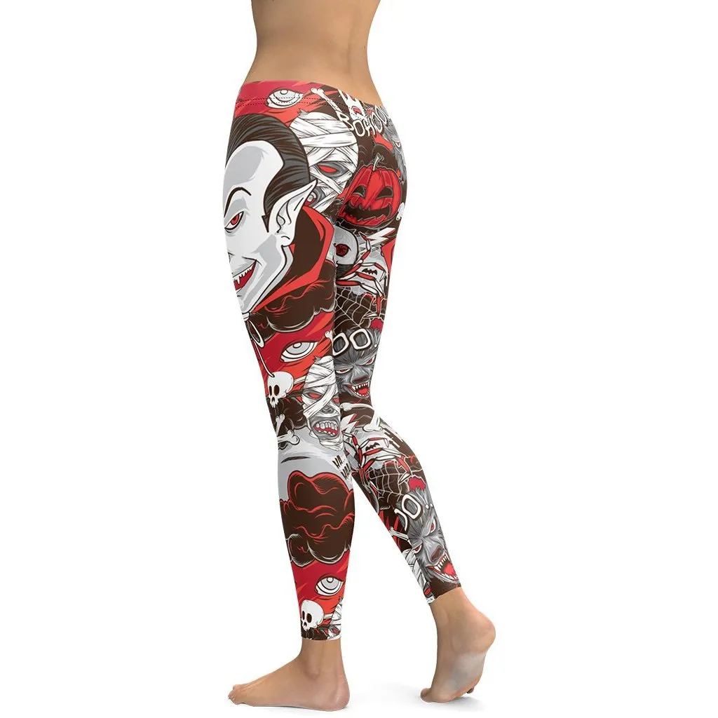 All the Horrors of Halloween Leggings