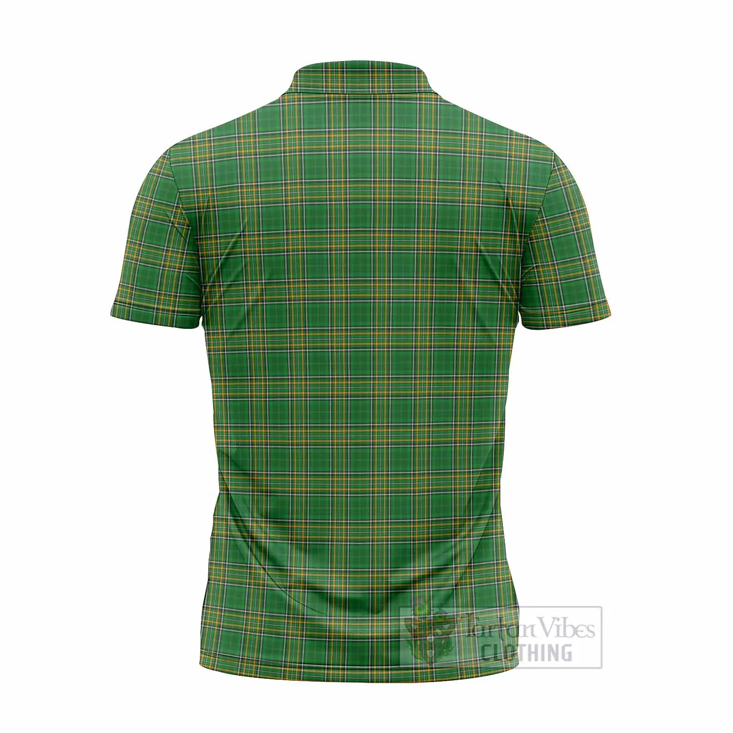 Allen Irish Clan Tartan Zipper Polo Shirt with Coat of Arms