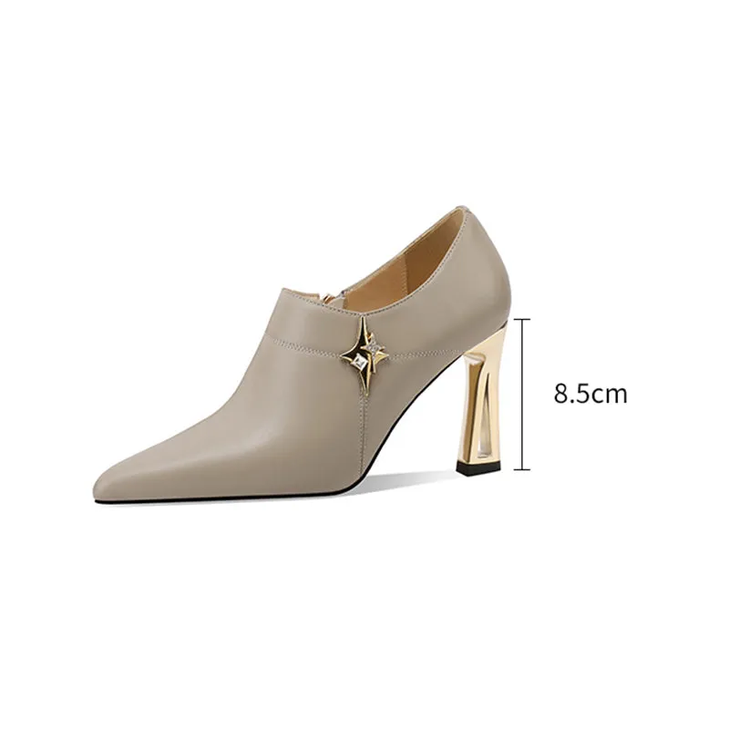 AlliLuxe Classic Pointed Toe Elegant Heel Shoes