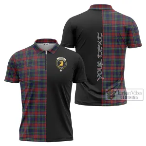 Allison Red Tartan Zipper Polo Shirt with Family Crest and Half Of Me Style