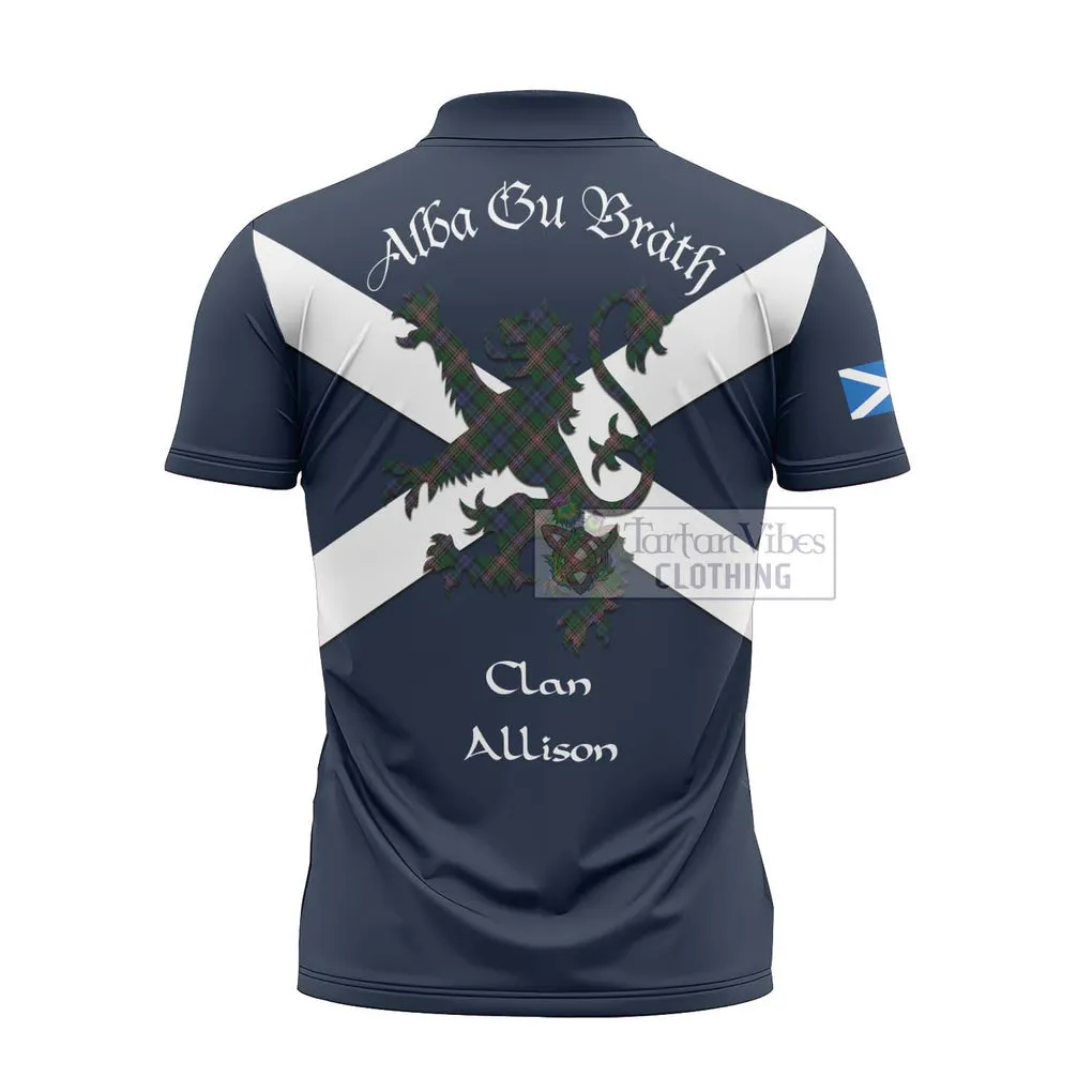 Allison Tartan Lion Rampant Zipper Polo Shirt Proudly Display Your Heritage with Alba Gu Brath and Clan Name