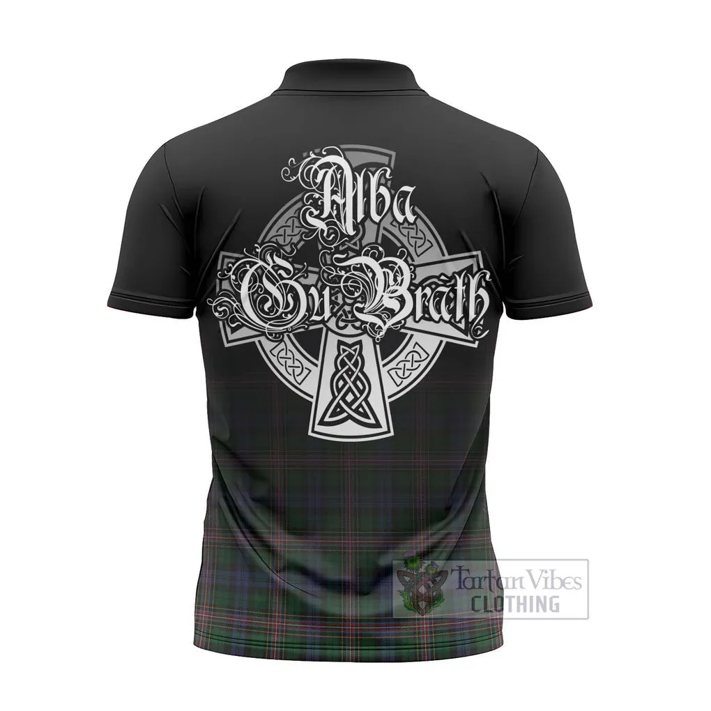 Allison Tartan Zipper Polo Shirt Featuring Alba Gu Brath Family Crest Celtic Inspired