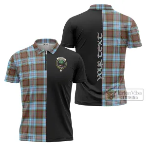 Anderson Ancient Tartan Zipper Polo Shirt with Family Crest and Half Of Me Style