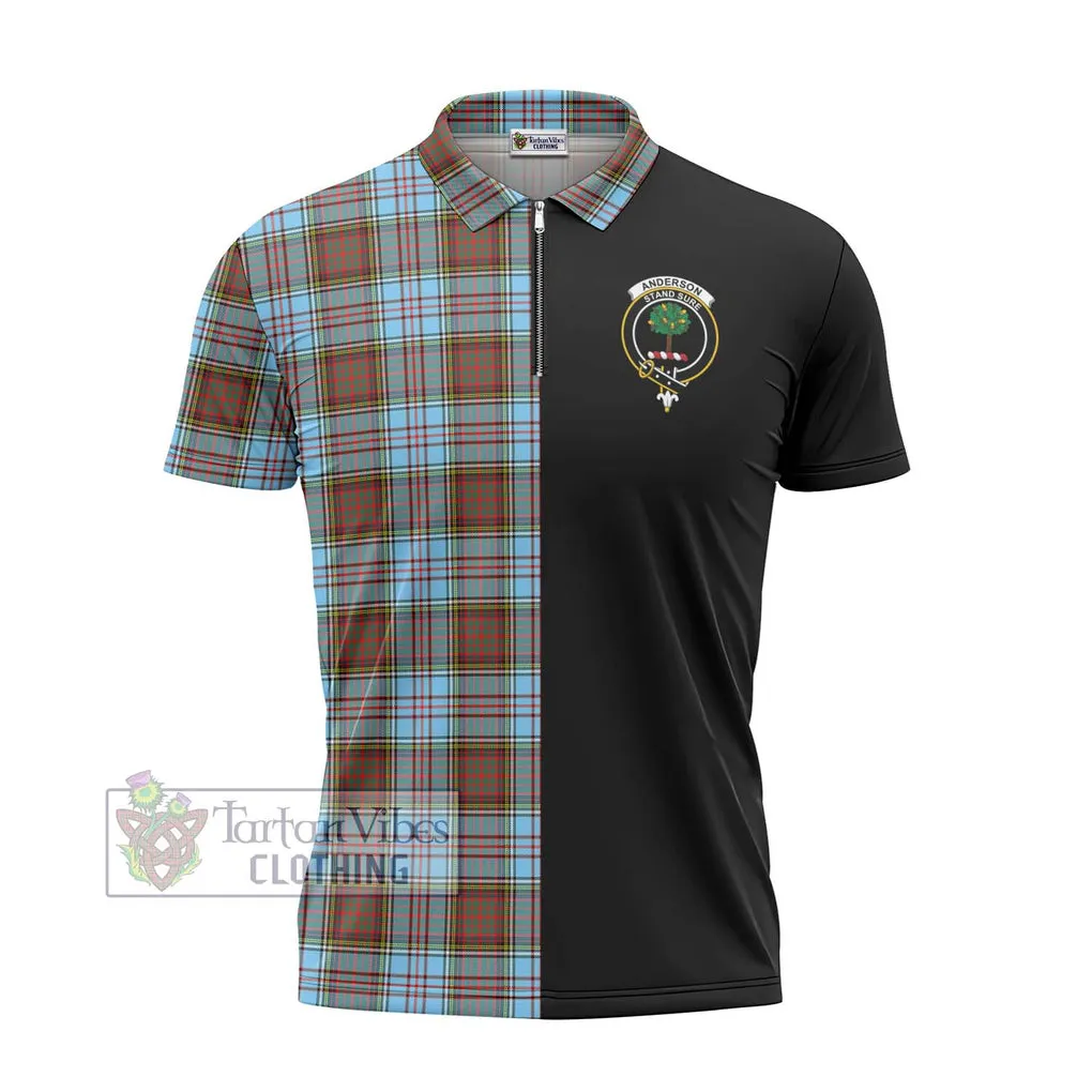 Anderson Ancient Tartan Zipper Polo Shirt with Family Crest and Half Of Me Style