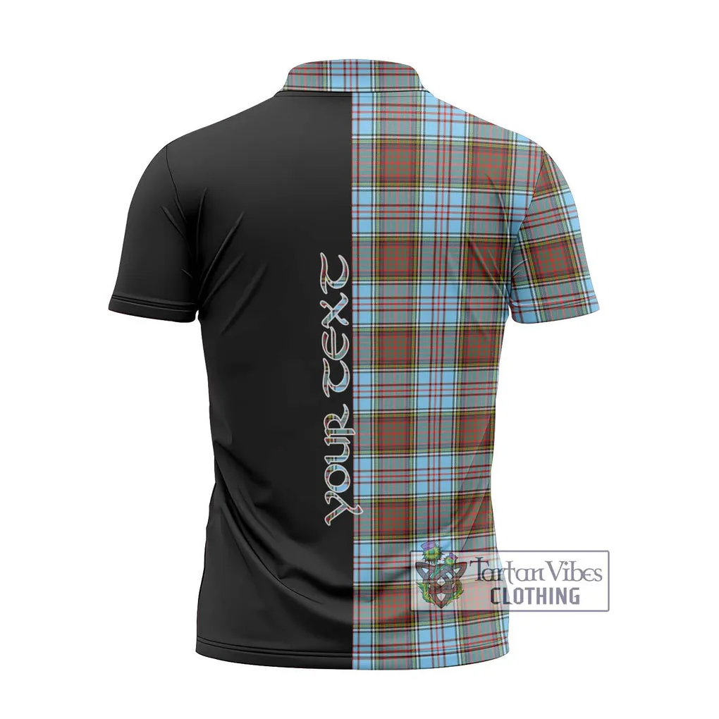 Anderson Ancient Tartan Zipper Polo Shirt with Family Crest and Half Of Me Style