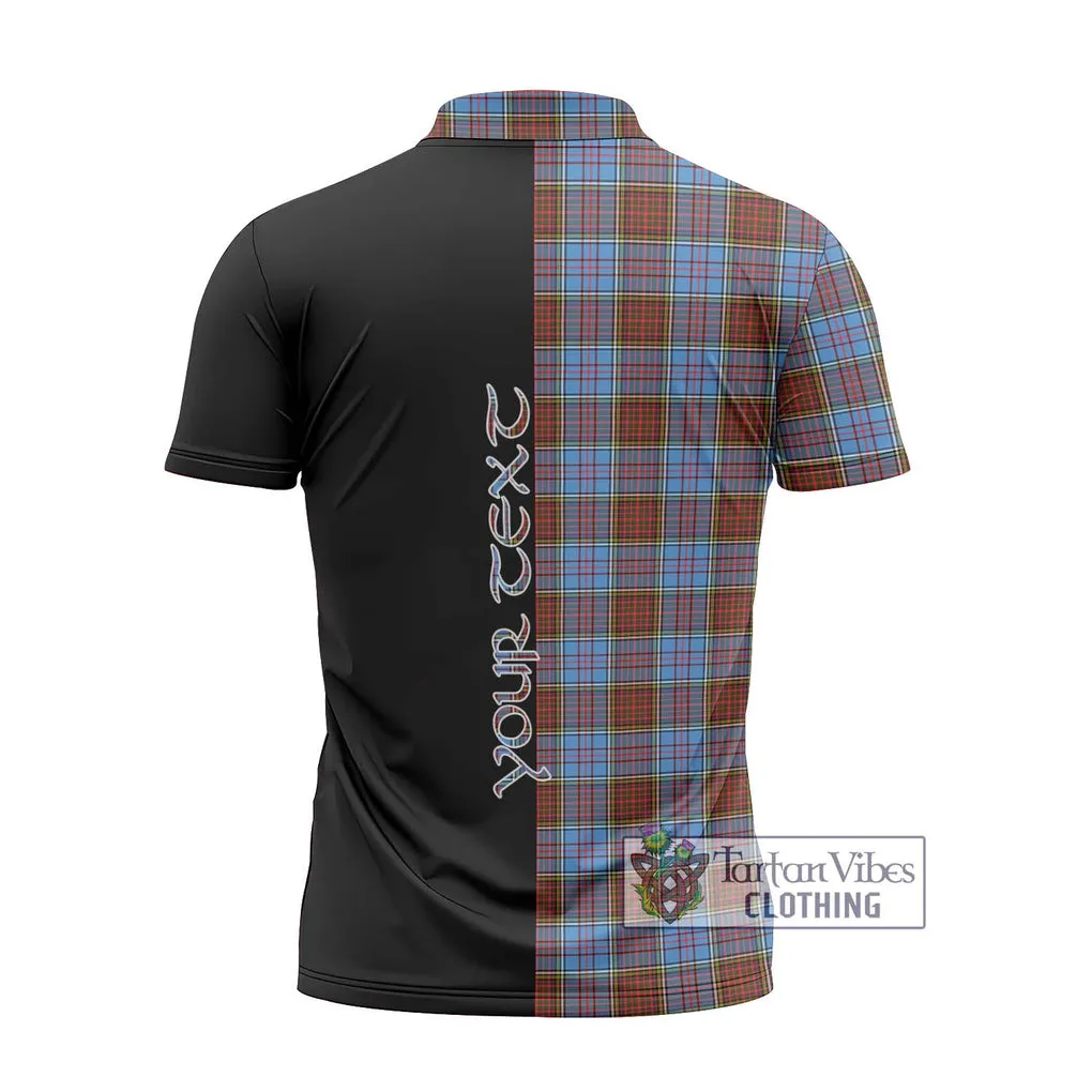 Anderson Modern Tartan Zipper Polo Shirt with Family Crest and Half Of Me Style