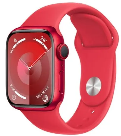 Apple Watch Series 9 (GPS) 41mm  (PRODUCT) RED Aluminum Case with Red Sport Band - L/M (MRXH3LL/A)