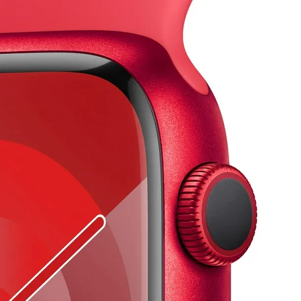 Apple Watch Series 9 (GPS) 41mm  (PRODUCT) RED Aluminum Case with Red Sport Band - L/M (MRXH3LL/A)