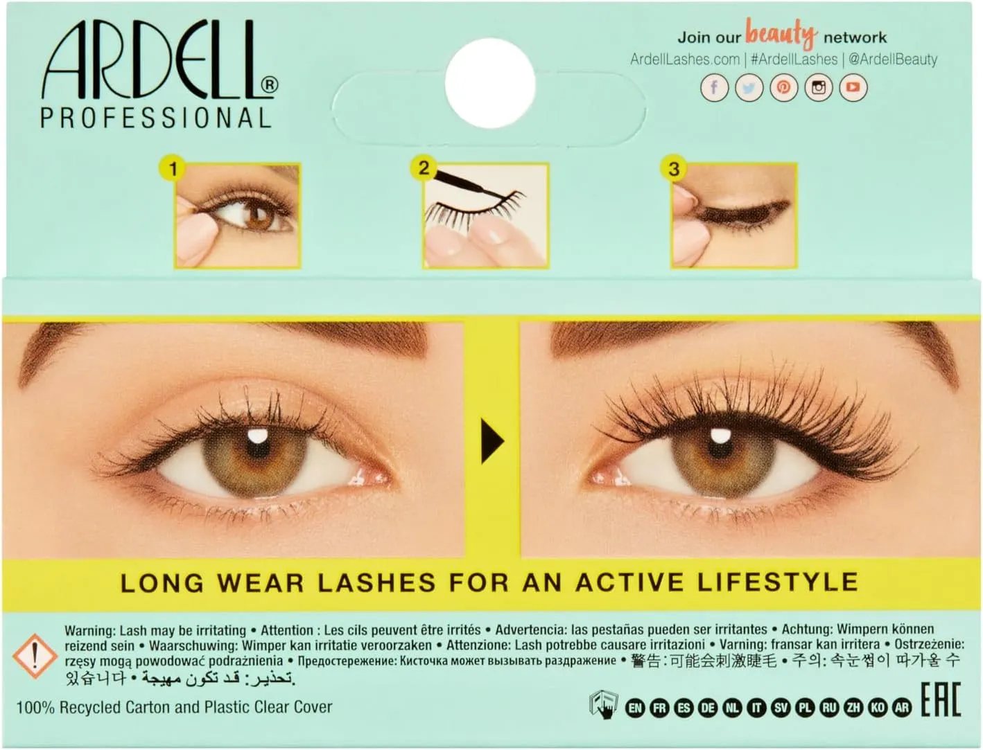 Ardell Active Lash Gainz False Eyelashes, Water-resistant, Light Volume, Medium Length, Vegan Friendly, 1 Pair (Pack of 1)