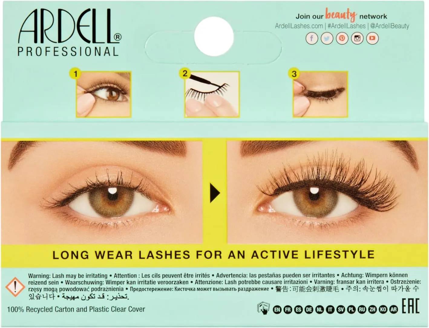 Ardell Active Lash Pump'n False Eyelashes, Water-resistant, Medium Volume and Length, Vegan Friendly, 1 Pair (Pack of 1)