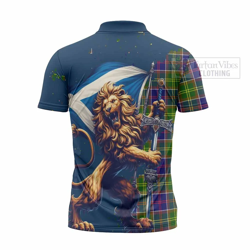 Arnott Tartan Family Crest Zipper Polo Shirt with Scottish Majestic Lion