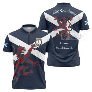 Auchinleck (Affleck) Tartan Lion Rampant Zipper Polo Shirt Proudly Display Your Heritage with Alba Gu Brath and Clan Name