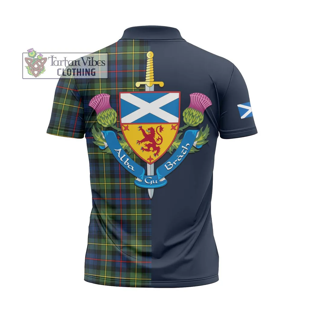 Bailey Modern Tartan Zipper Polo Shirt Alba with Scottish Lion Royal Arm Half Style