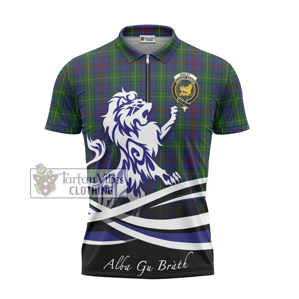 Bailey Tartan Zipper Polo Shirt with Alba Gu Brath Regal Lion Emblem