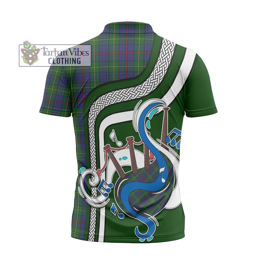 Bailey Tartan Zipper Polo Shirt with Epic Bagpipe Style