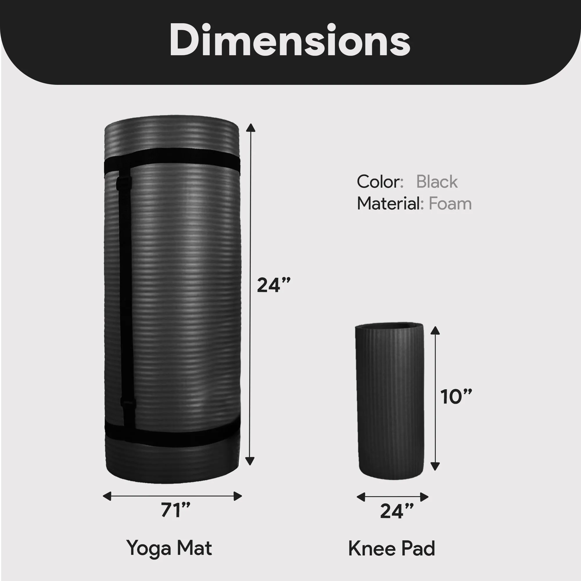 BalanceFrom 1" Extra Thick Yoga Mat w/Knee Pad & Carrying Strap, Black(Open Box)