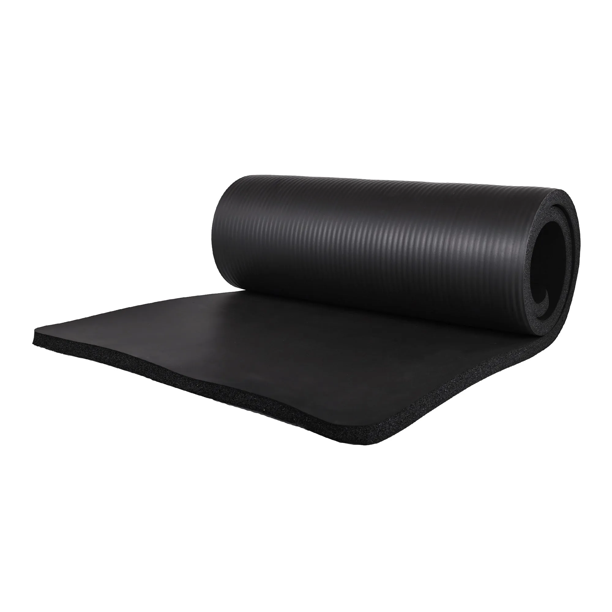 BalanceFrom 1" Extra Thick Yoga Mat w/Knee Pad & Carrying Strap, Black(Open Box)