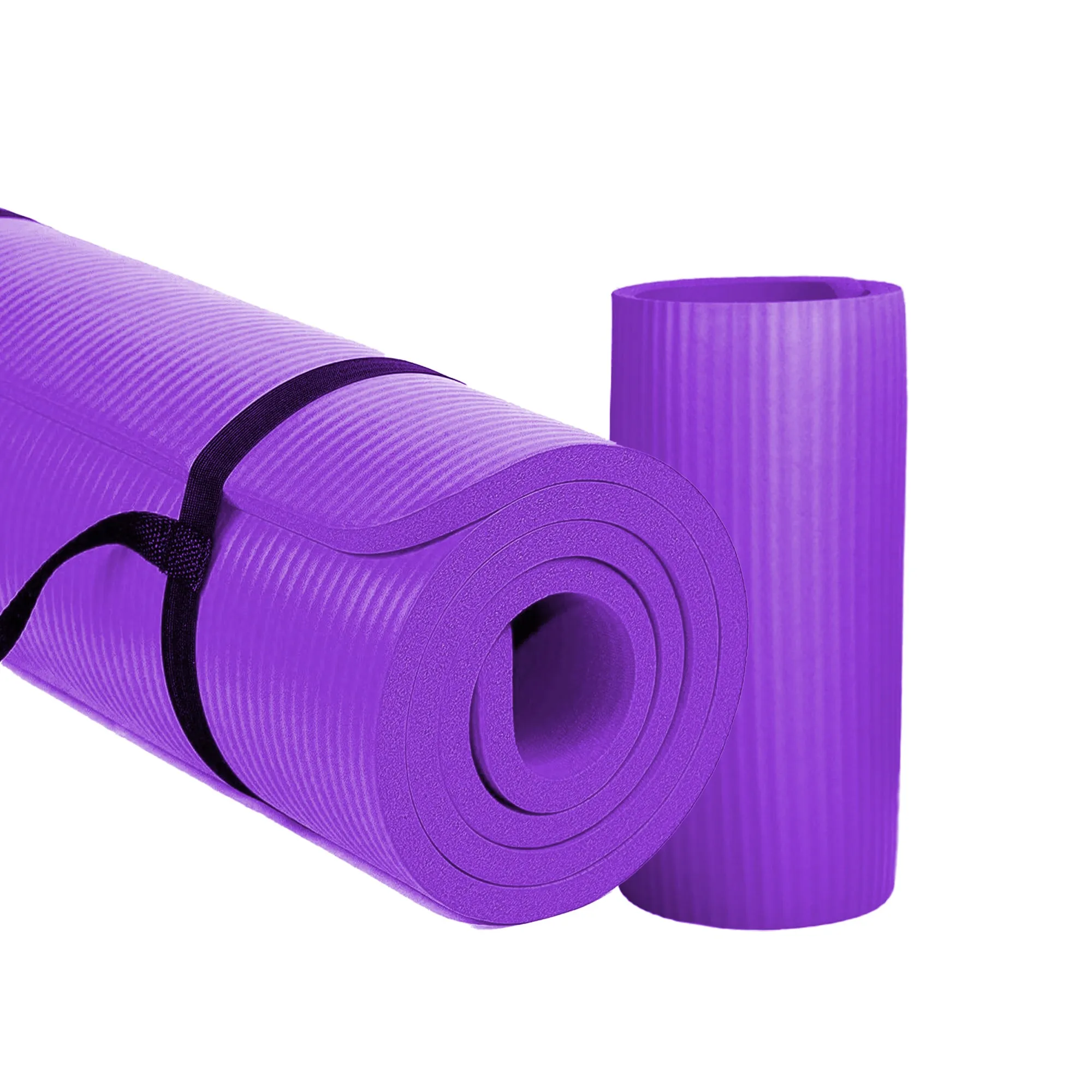 BalanceFrom 1" Thick Yoga Mat w/Knee Pad & Carrying Strap, Purple (Open Box)