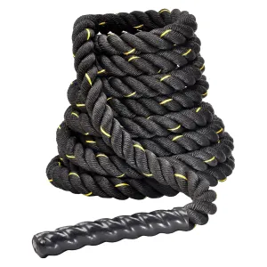 BalanceFrom 3 Strand Training Rope, Durable Workout Equipment, 30 Feet, Black