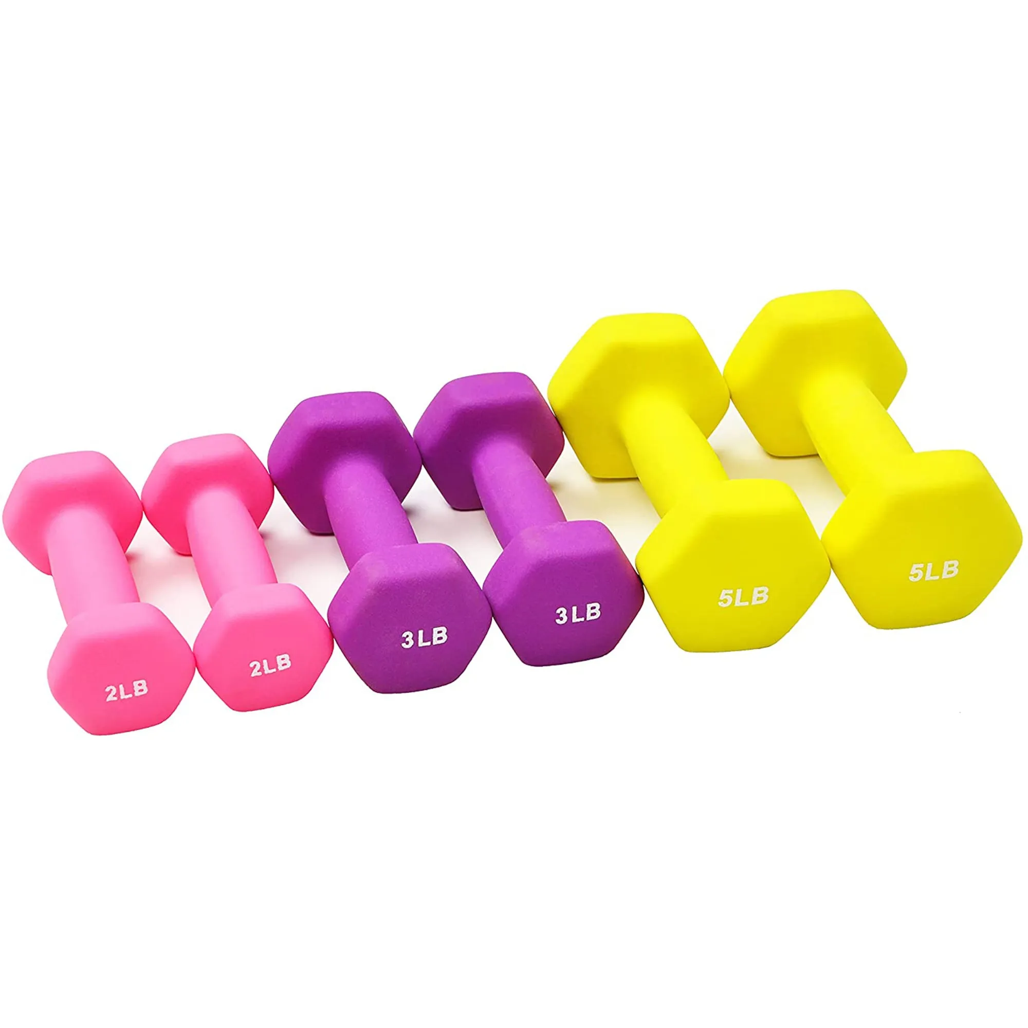 BalanceFrom Fitness 2, 3, and 5 Pound Neoprene Coated Dumbbell Set with Stand