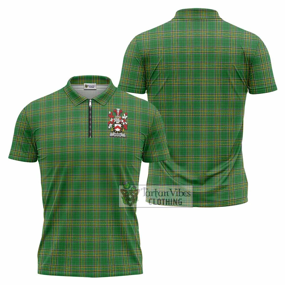 Behan Irish Clan Tartan Zipper Polo Shirt with Coat of Arms