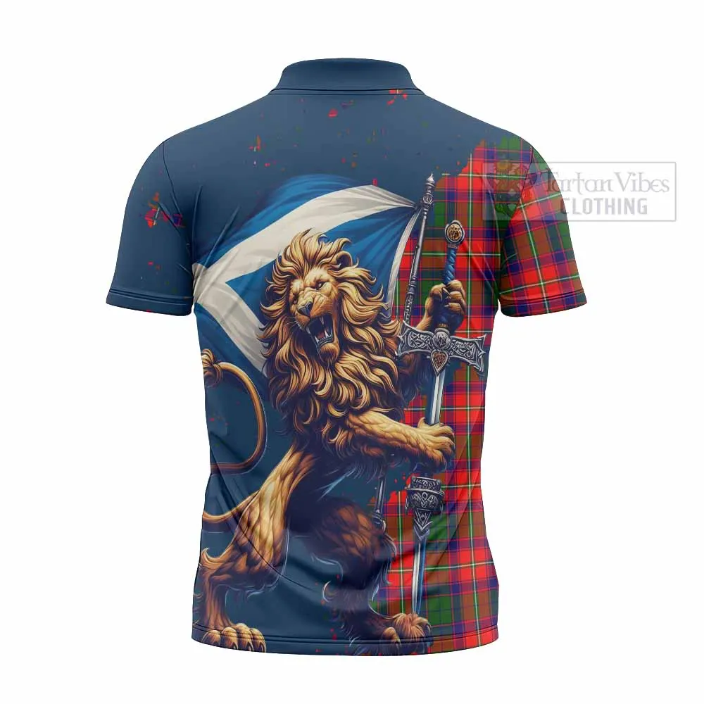 Belshes (Belsches) Tartan Family Crest Zipper Polo Shirt with Scottish Majestic Lion