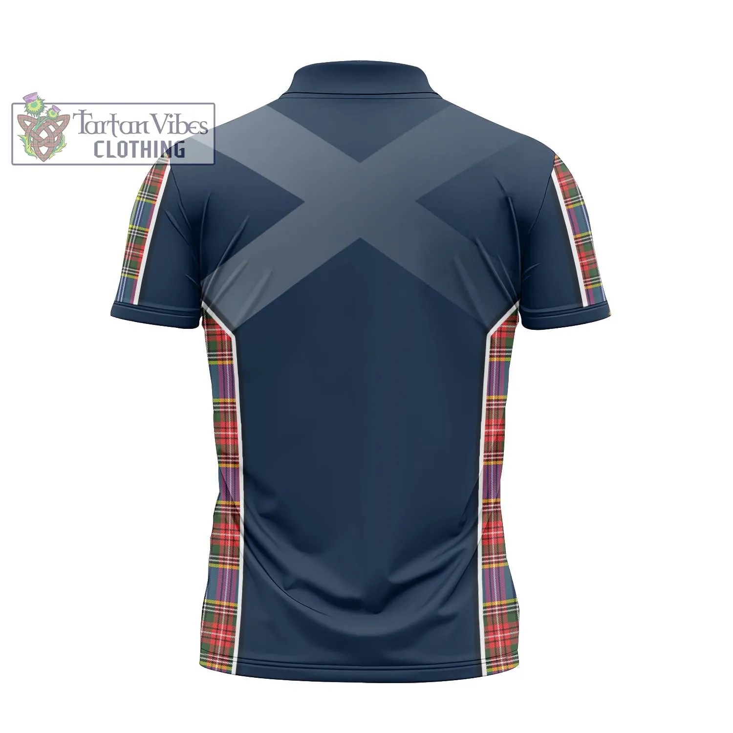 Bethune Tartan Zipper Polo Shirt with Family Crest and Lion Rampant Vibes Sport Style