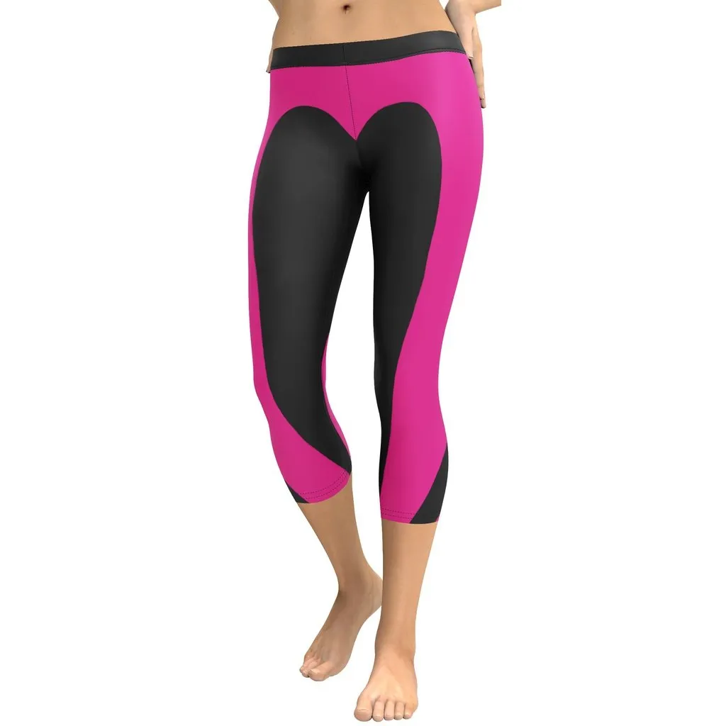 Black & Pink Heart Shaped Capris