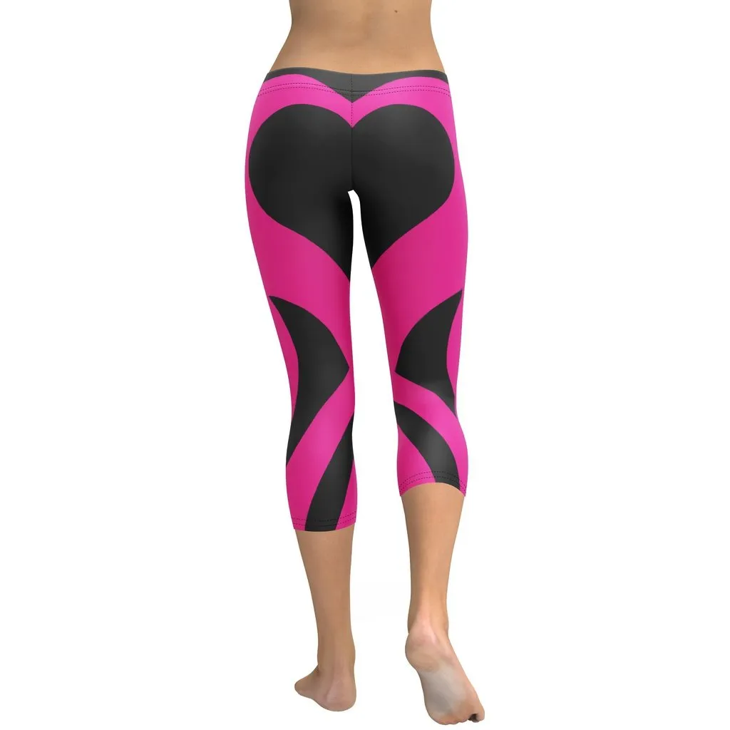 Black & Pink Heart Shaped Capris