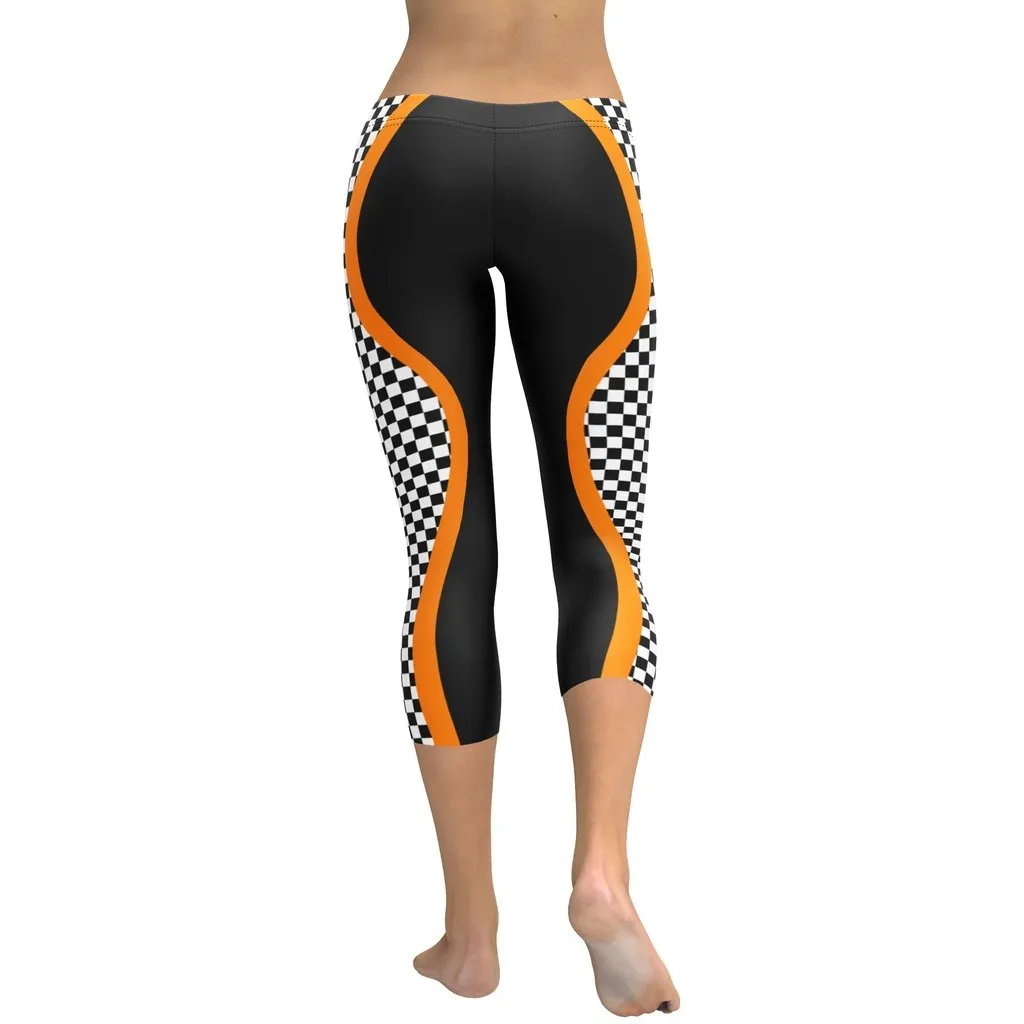 Black and Orange Checkered Capris