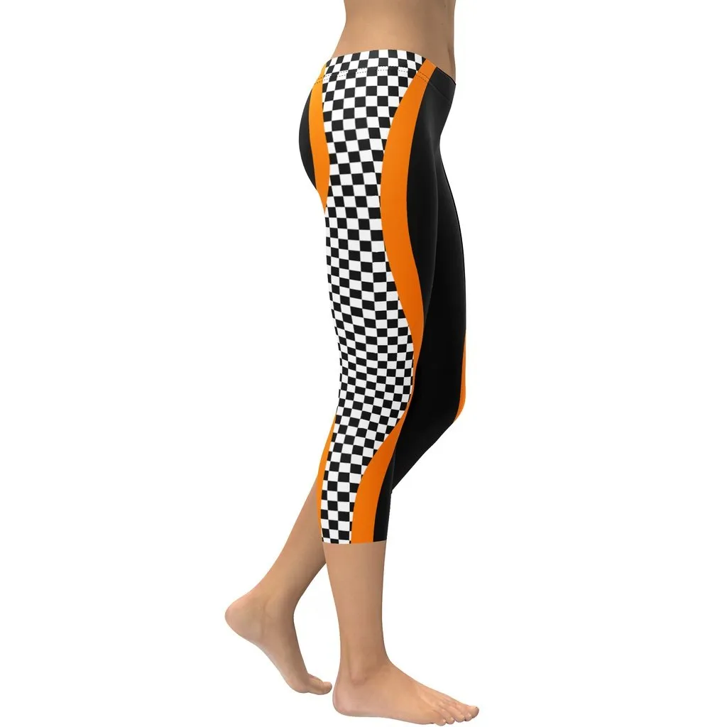 Black and Orange Checkered Capris