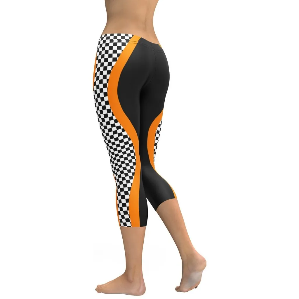 Black and Orange Checkered Capris