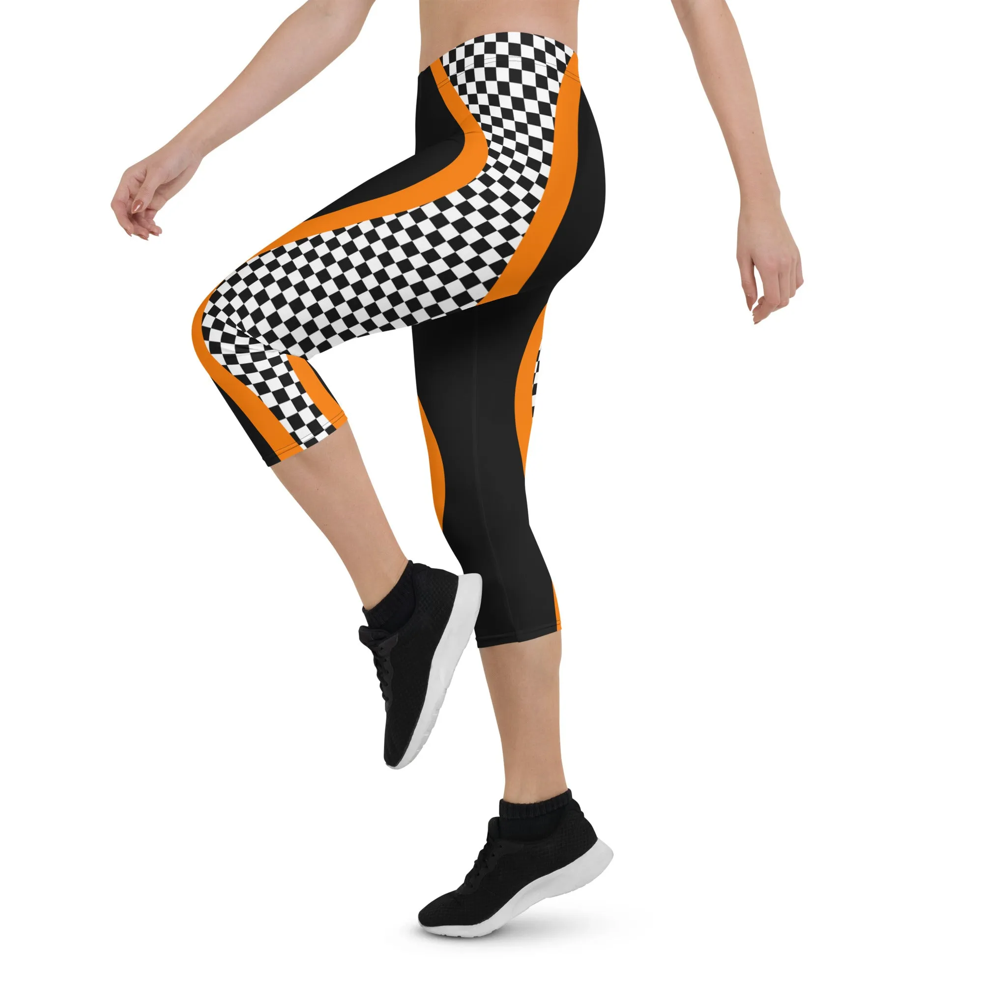 Black and Orange Checkered Capris