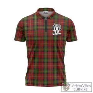 Blackstock Red Dress Tartan Zipper Polo Shirt with Family Crest